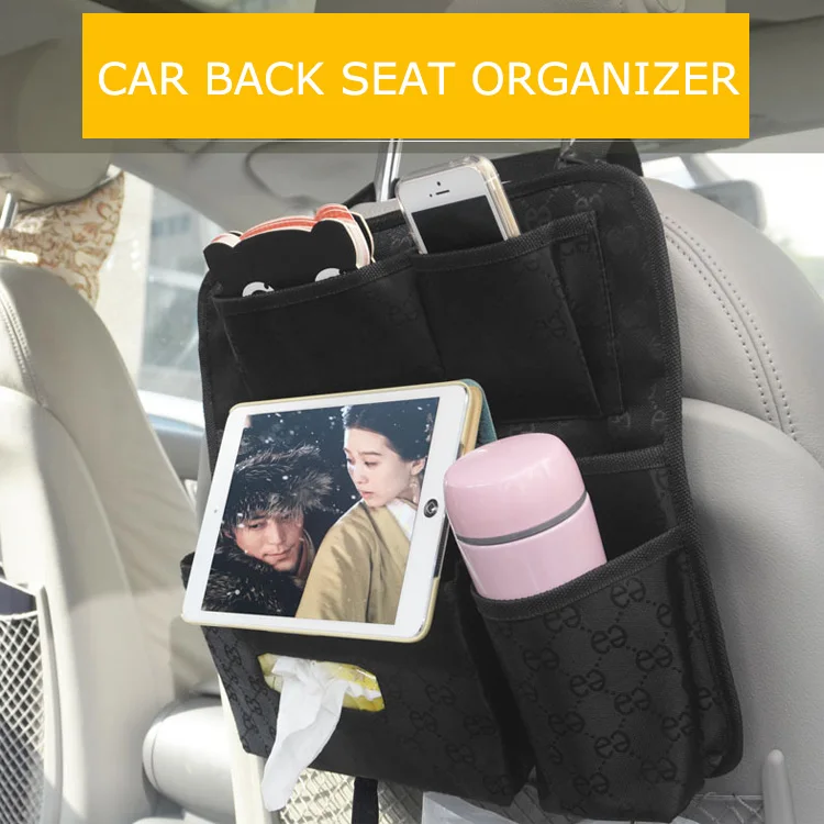 Universal compact portable multi pockets tissue storage car organizer for backseat