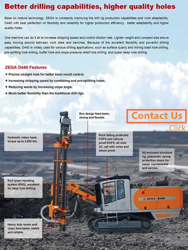 Zega D440 Pneumatic Surface Mining Automatic Dth Drill Rig Automatic Dth Surface Drill Rigs