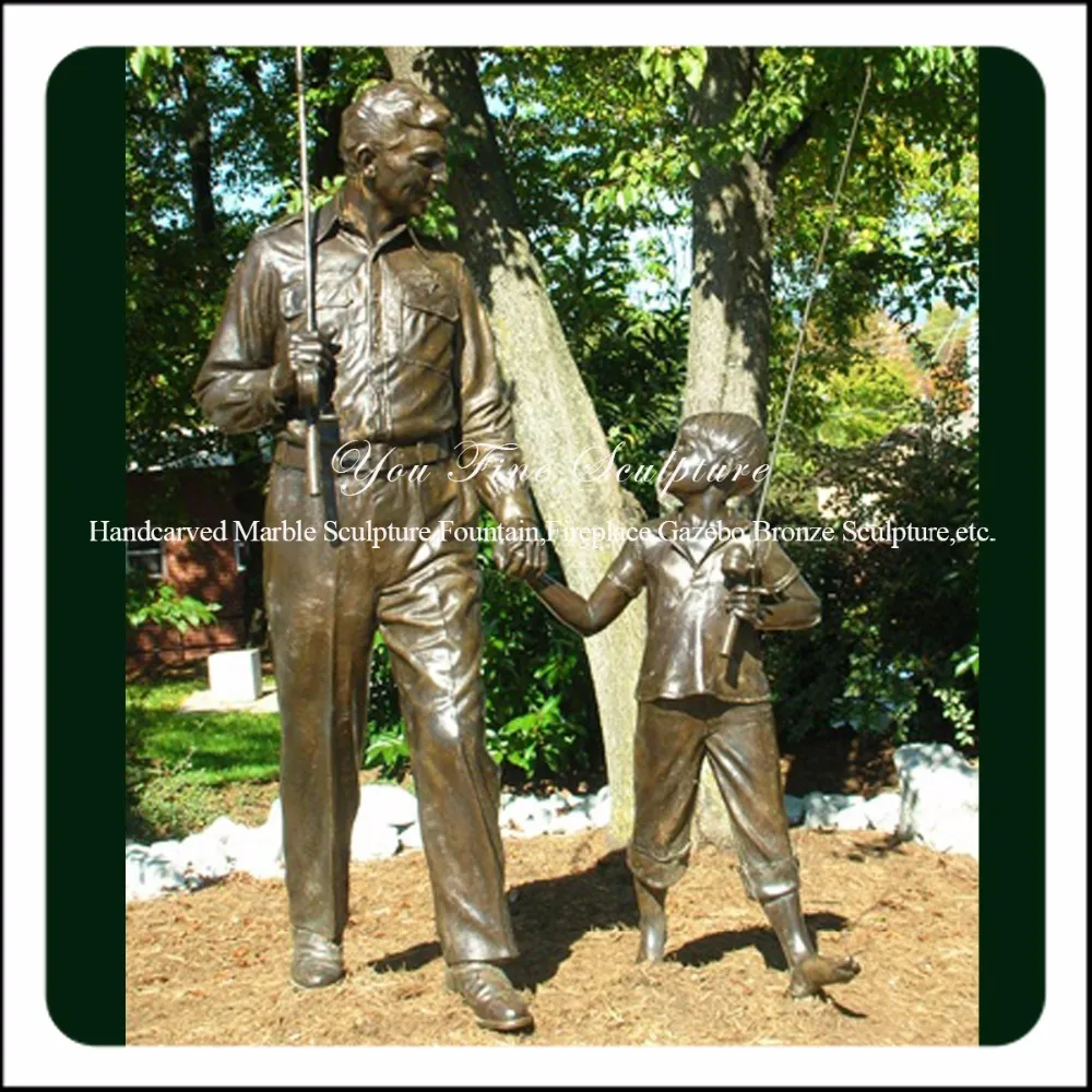 Modern Garden Fishing Bronze Father And Son Sculpture Buy Bronze