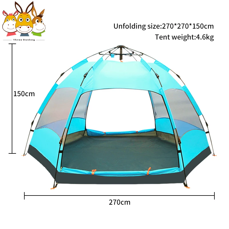 Collapsible Waterproof Wind Resistant Camping Hexagon Tent 8 Person