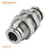 PM equal bulkhead union pneumatic one touch connector stainless steel press fitting