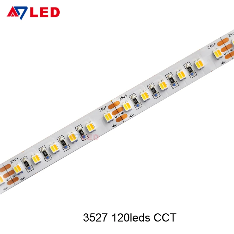 High lumens tape lights smd 3527 120led dc 24v adjustable color cct led strip