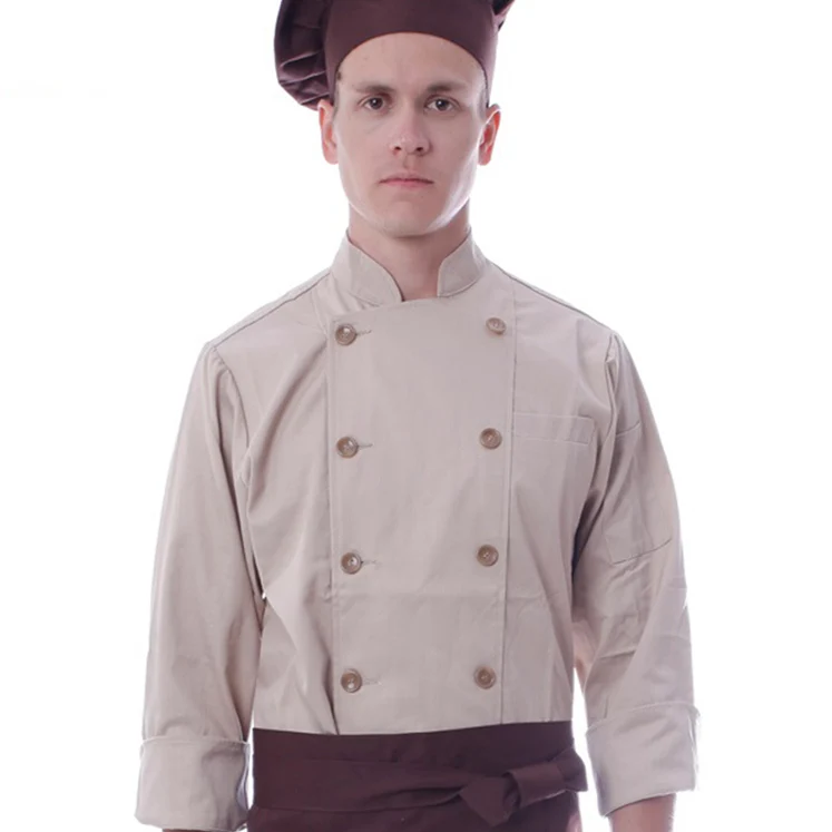 High Quality Restaurant Uniforms Japanese Style Khaki Chef Coat Uniform