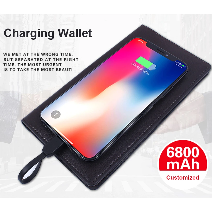 Multifunctional Charger Card Wallet Leather With Wireless Chargers