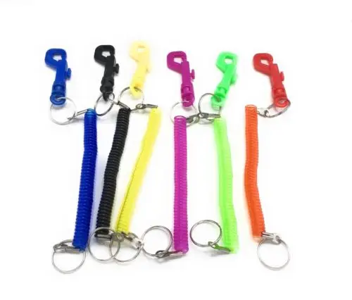 Spiral Retractable Key Chain Snap Belt Clip On Ring Stretch Coil Spring ...