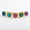 ZG0328 Unique titanium color Natural Druzy womens stud earrings Agate druzy earrings wholesale