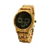 Chrono mens wooden watch custom logo stainless steel wood band oem wristwatches drop ship