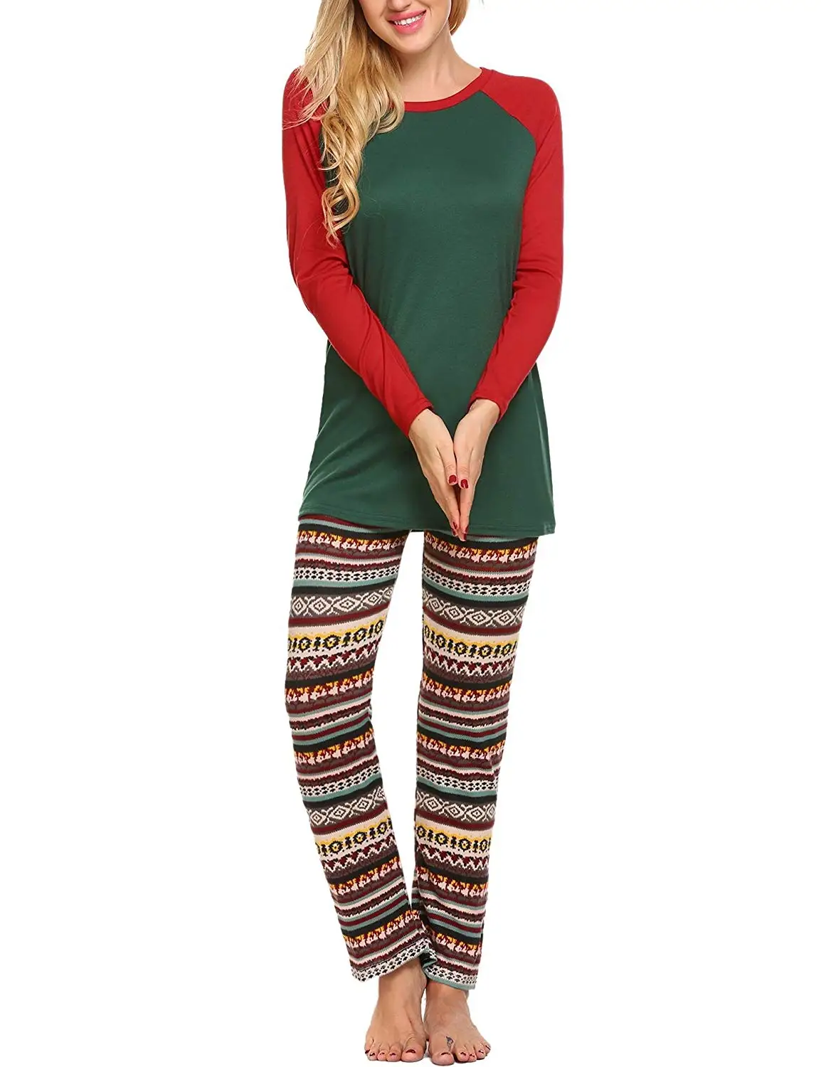 get quotations langle women round neck long sleeve christmas loungewear contrast color top pants print pajama set sleepwear - Womens Christmas Nightgowns get quotations langle women round neck long sleeve christmas loungewear contrast color top pants print pajama set sleepwear - Womens Christmas Nightgowns
