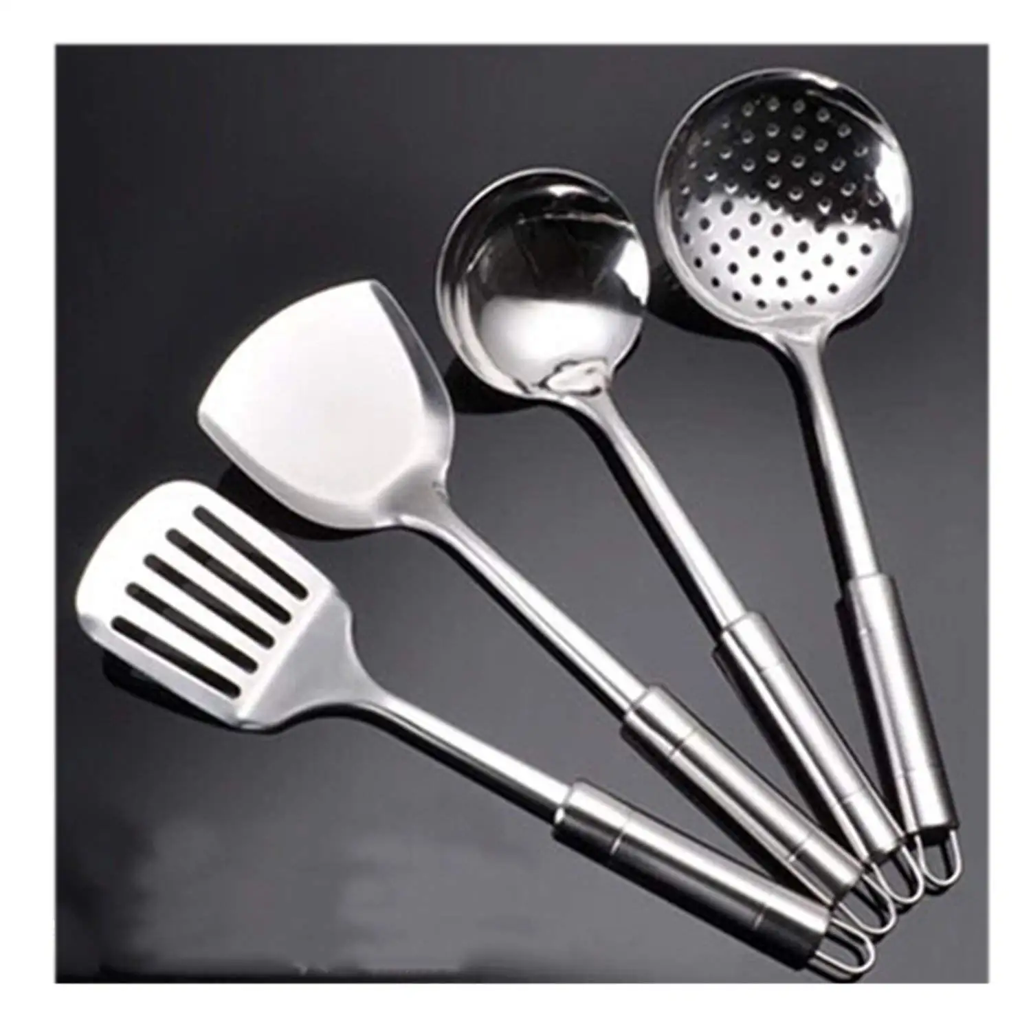 Buy 4PCS Stainless Steel turner soup ladle strainer spatula Kitchenware ...