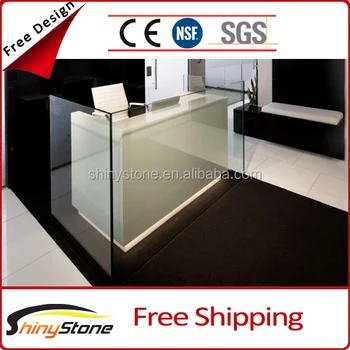 Safe Glass Acrylic Solid Surface Glass Display Reception Desk