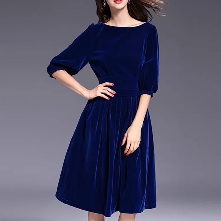 Royal Blue Velvet Dresses,Beautiful Lady Fashion Dress,Ladies Long ...