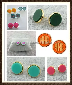 Monogram Blank Acrylic Stud Earrings Monogram Blank Acrylic Stud Earrings