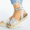 AT4636 Large size leopard sandals women spring and summer new thick bottom hemp rope ladies sandals