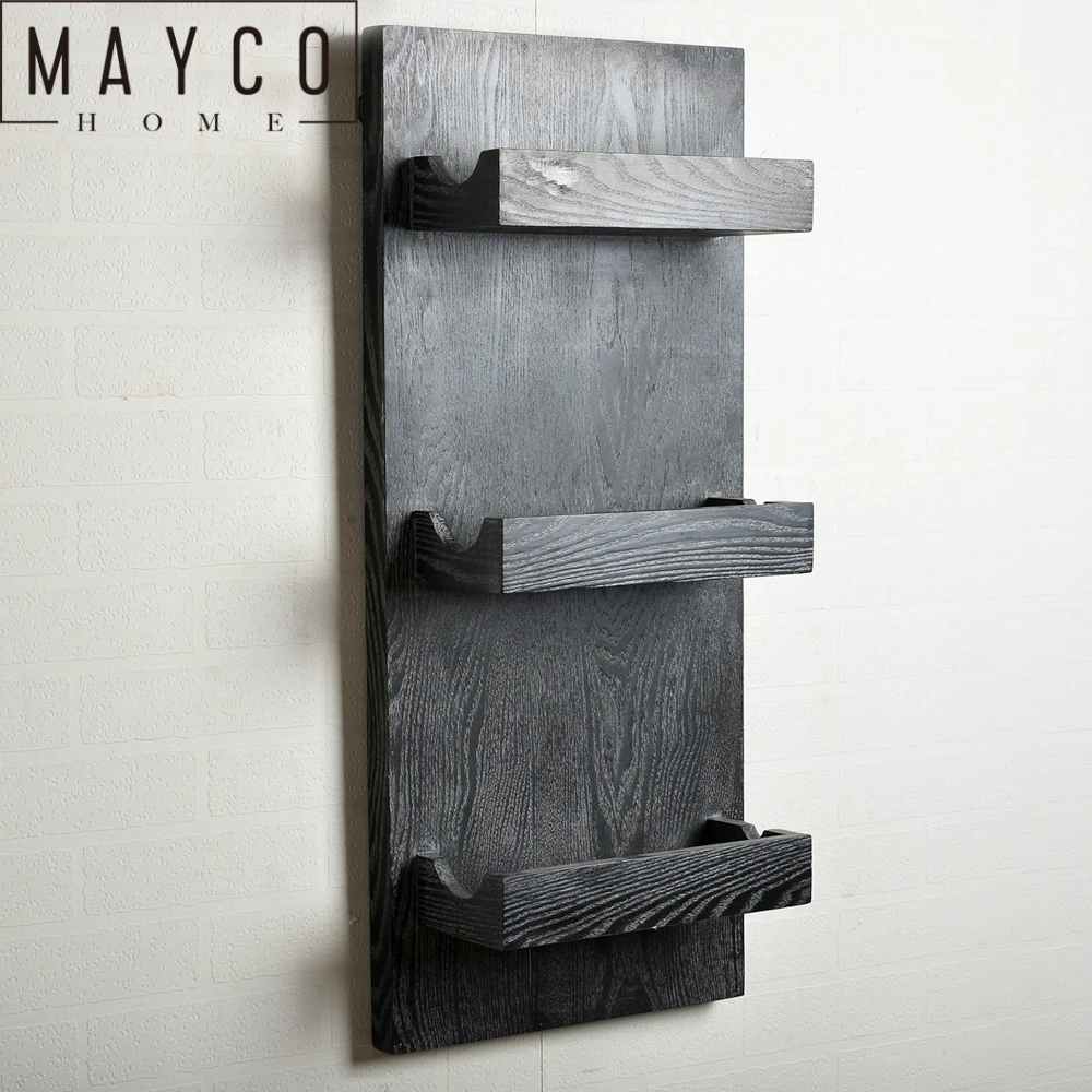 Mayco Furniture Liquor Cabinet Handmade Vintage Wall Bar Black