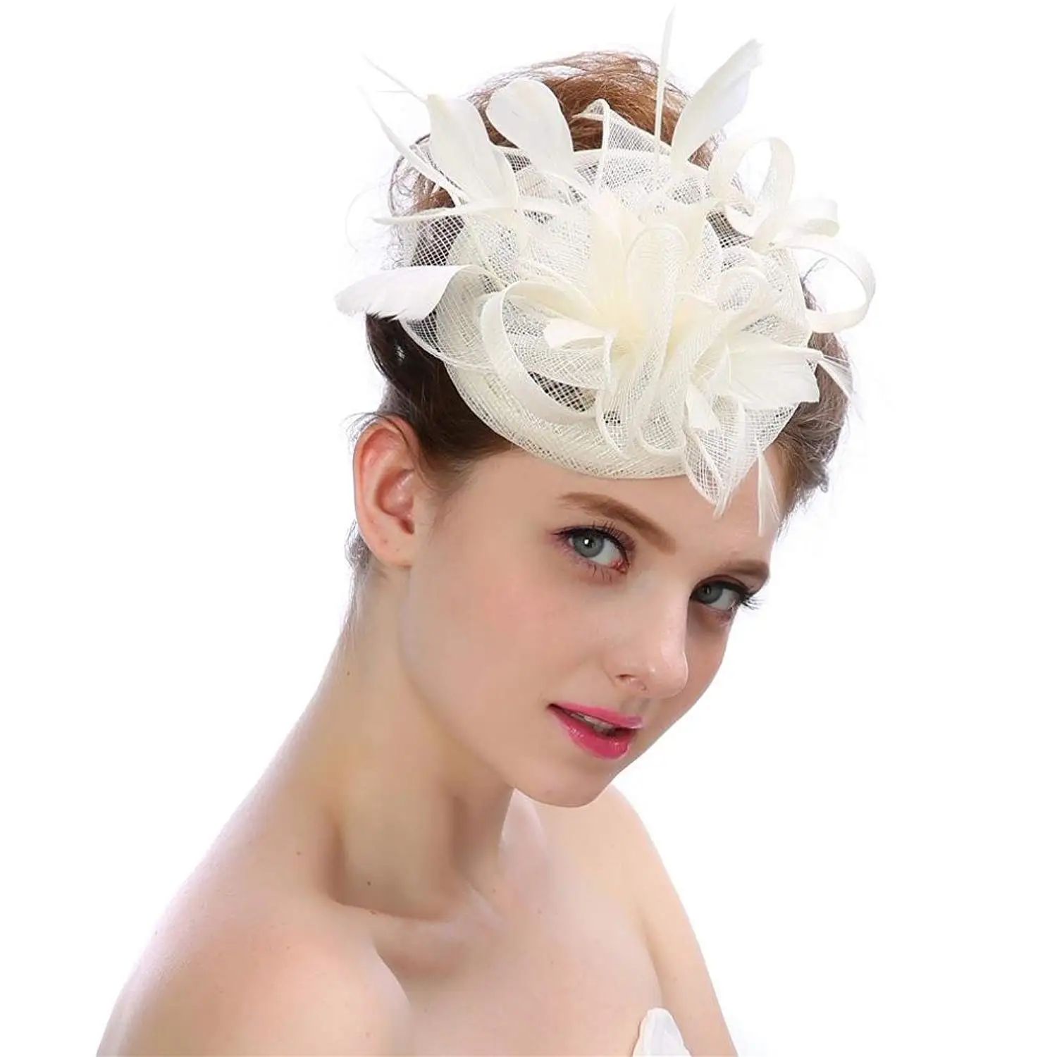 Baoblaze Hair Clip Fascinators Flower Hat on a Headband Tea Party Headwear for Girls and Women