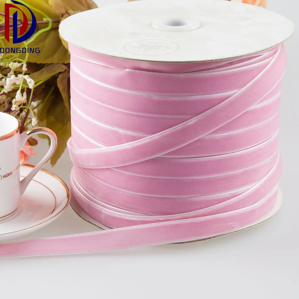 Heyiwell Coral Velvet Ribbon - 5 Yards Single Face Christmas Craft Ribbon (5/8 Inch)