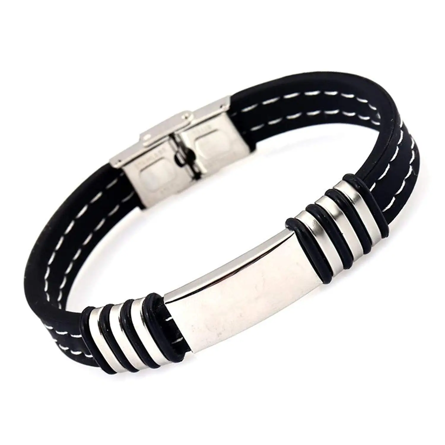 LF Stainless Steel Personalized Name Custom White Silicone TO MY SON Bracelet Inspiration Adjustable Family Cuff Bracelets for Son for Birthday Graduation Gift from Dad Mom,Engraving Customized