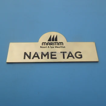 Gold Plate For Hotel Staff Name Tag With Engraved Logo Gold Plate For Hotel Staff Name Tag