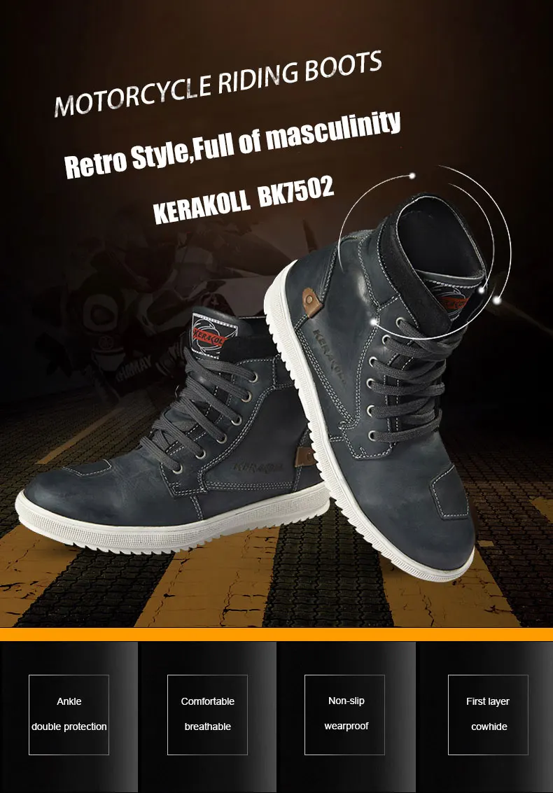 Duhan Kerakoll-zapatos De Carreras Impermeables Para Motocicleta,Botas  Casuales De Cuero De Vaca Para Moto Y Motocross Para Hombre Para Todas Las  Estaciones - Buy Botas De Moto,Botas De Carrera Para Motocicleta,Botas De