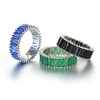 Kenturay New Fashion Rainbow tennis cz 925 Sterling Silver cubic zirconia Jewelry Ring, Gem Stone Rings, Green Gem Rings