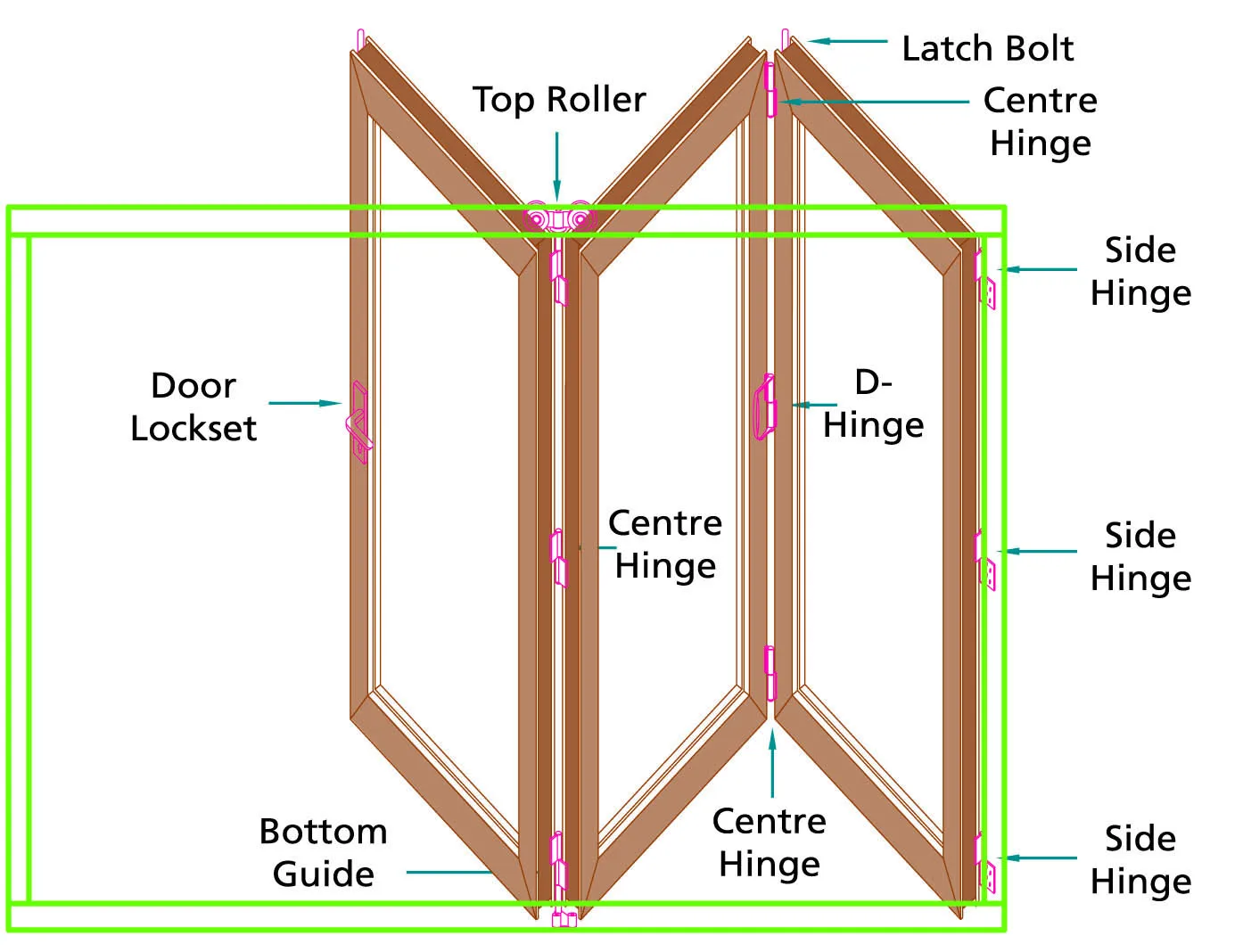Folding Door Hardware Accessories Manufacturers Aluminum Alloy Door