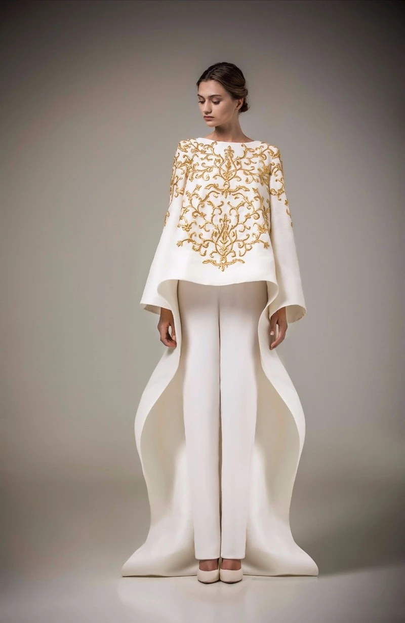 New Designer Gold Embroidery Evening Dresses 2016 Party