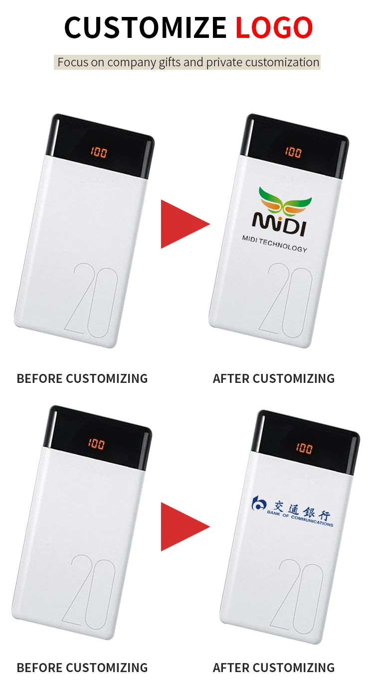 2019 New Arrival high capacity 20000mah power bank LCD screen power bank for iPhone 8 for Samsung - ANKUX.COM