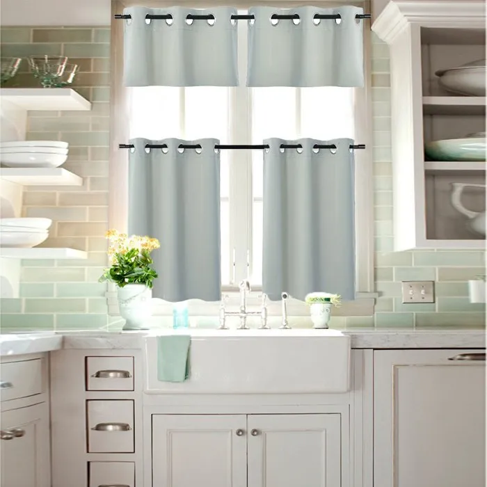 廉价窗帘布 100% 聚酯美丽奢华提花厨房窗帘