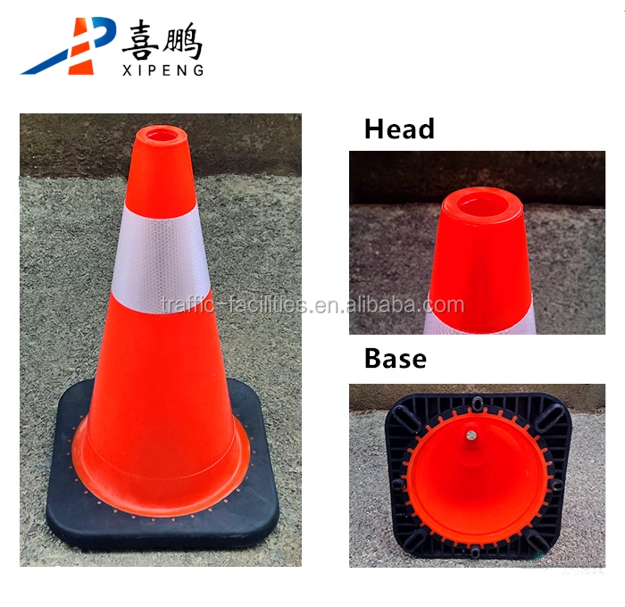 Road Safety 18'' 45cm Pvc Flexible Cone With Rubber Base For Garage ...