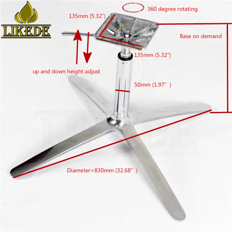 Durable 4 Feet Adjustable Aluminum Chair Base New Sofa Metal Legs