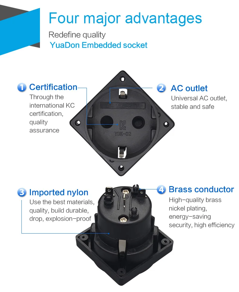 Korea Eu Skucho Wire Receptacle Power Socket Outlet Inlet Kcc Approve