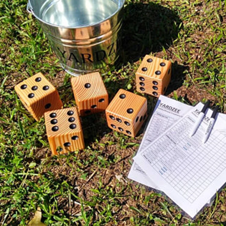 Perfect Giant Wooden Yard Dice Of 3.5 Inches Stained Finish And Drilled