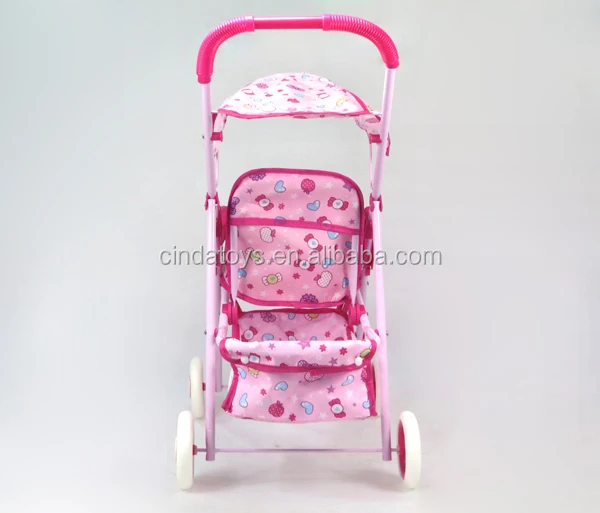 Pink Baby Stroller Car For Girl,Spray Paint Stainless Steel Doll