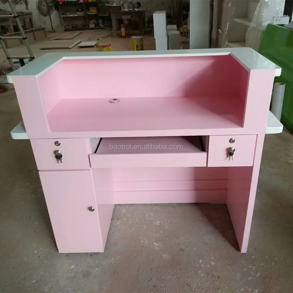 Beauty Nail Salon Deluxe Pink Reception Counter Cashier Desk