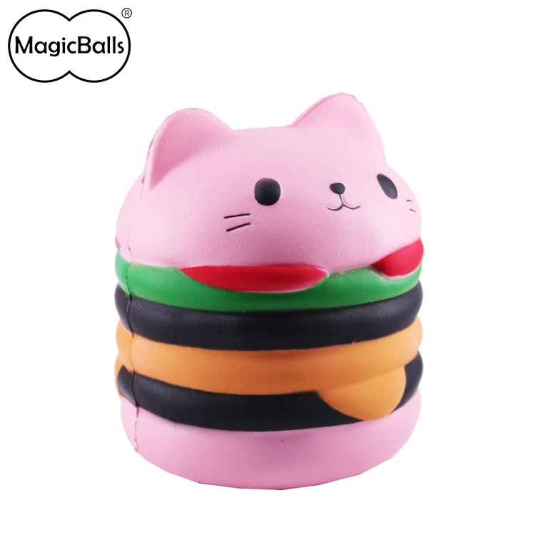 Squishy Manufacturer Pu Cat Hamburger Shape Squishy Toy With Better 
