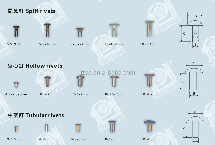 Various Tubular Rivets/split Rivets/hollow Rivets,Metal Rivets Buy Tublar Rivet,Iron/brass