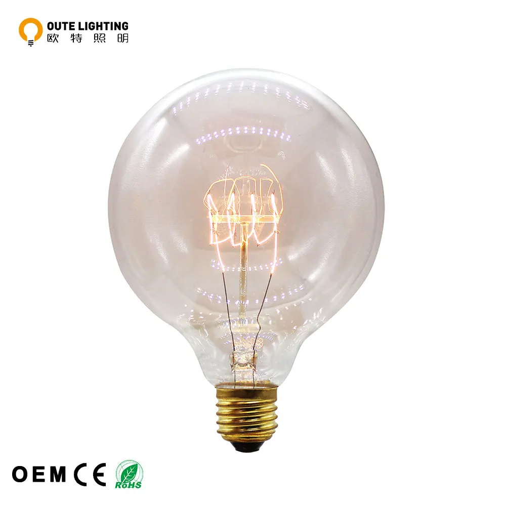 Trade Assurance Vintage Tungsten Filament E27 Globe Edison Light Clear Bulb Lamp Incandescent Replacement 40W 220V New