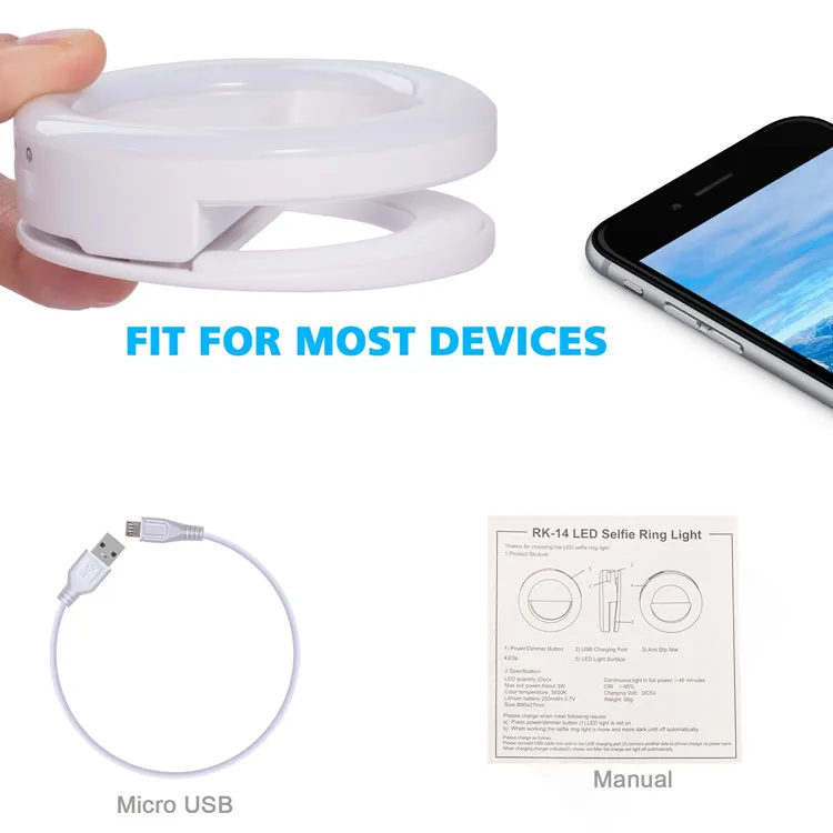 Rechargeable selfie ring light