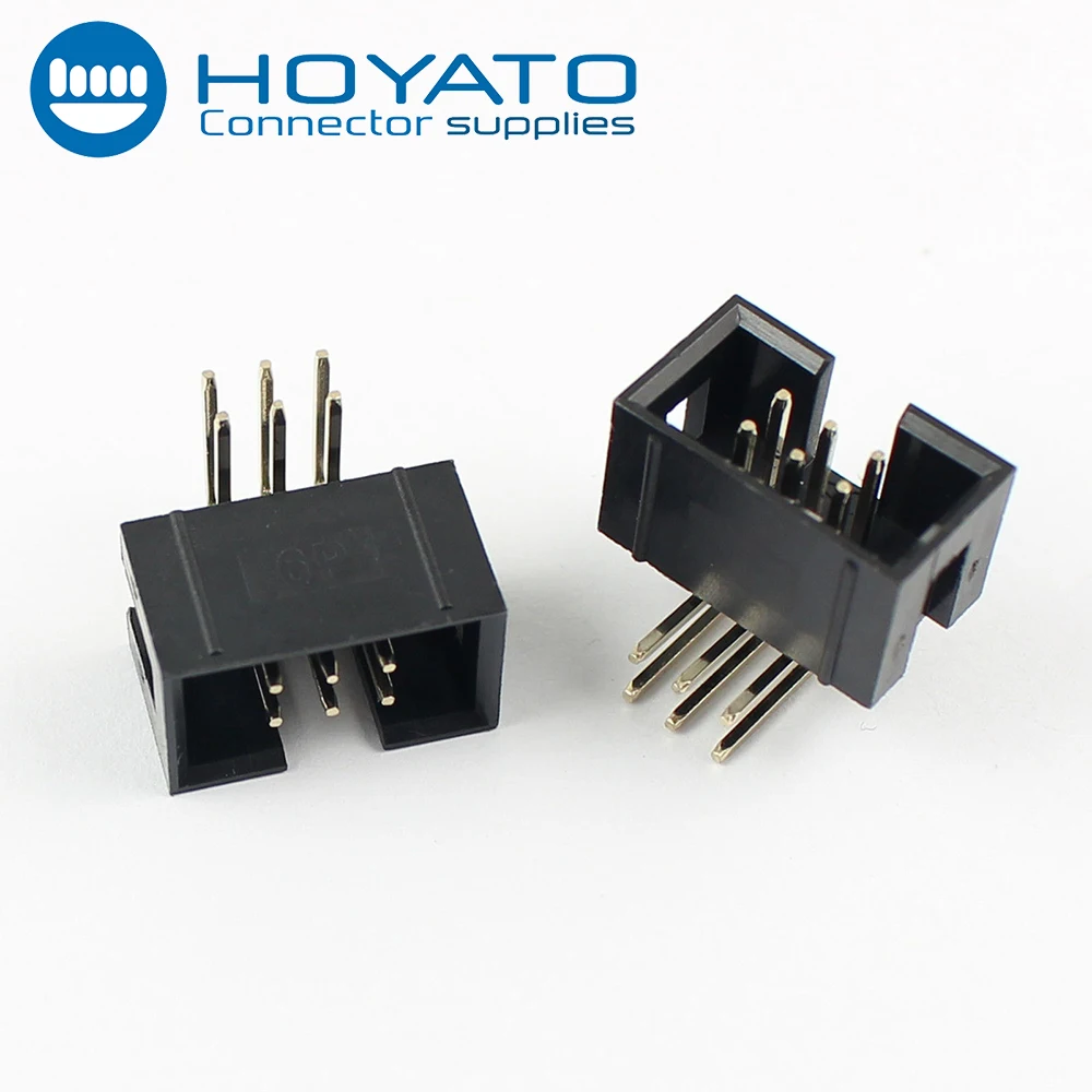 100Pcs 2.54mm 2x20 Pin 40 Pin Right Angle Male Shrouded IDC Box Header Connector