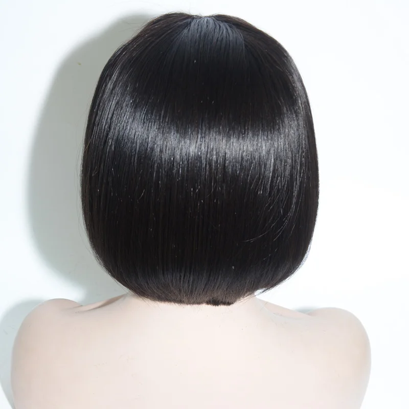 150 Density Virgin Chinese Girl Hair Bang Bob Cut Full Lace Wig