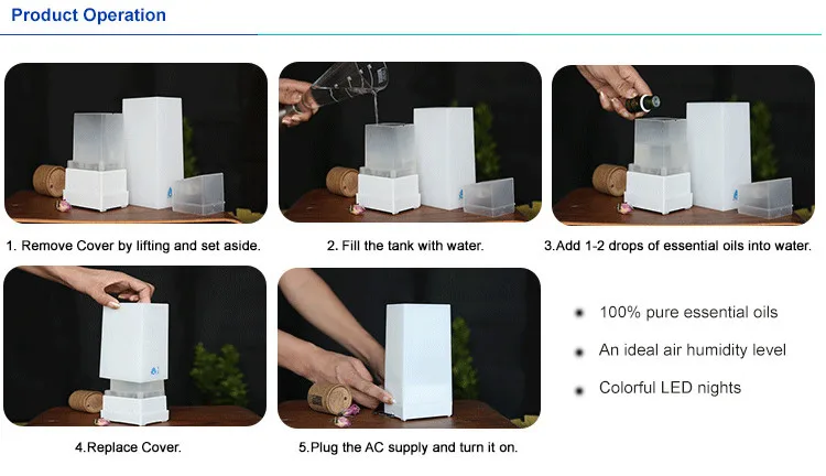 2018 Basil Leaves Extract Oil Latest Ultrasonic Oil Diffuser Bamboo Wood Grian White Black Humidifier