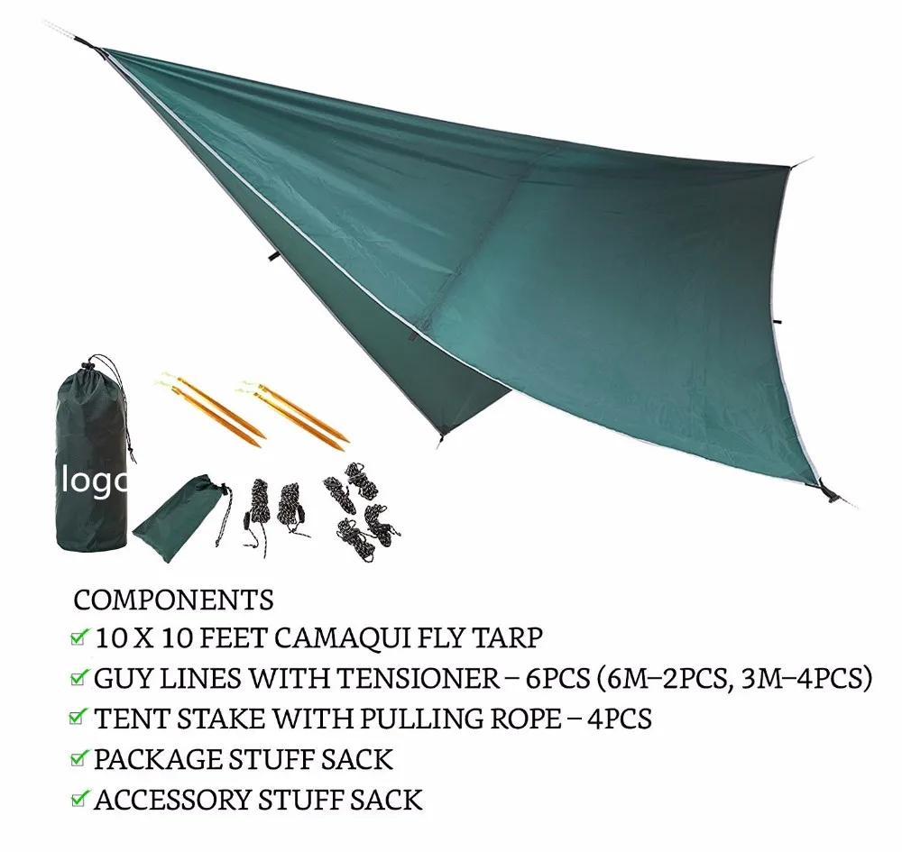 Woqi Waterproof Camping Shelter Double Hammock Ripstop Nylon Rain Shelter Tarp Tent Rain Fly