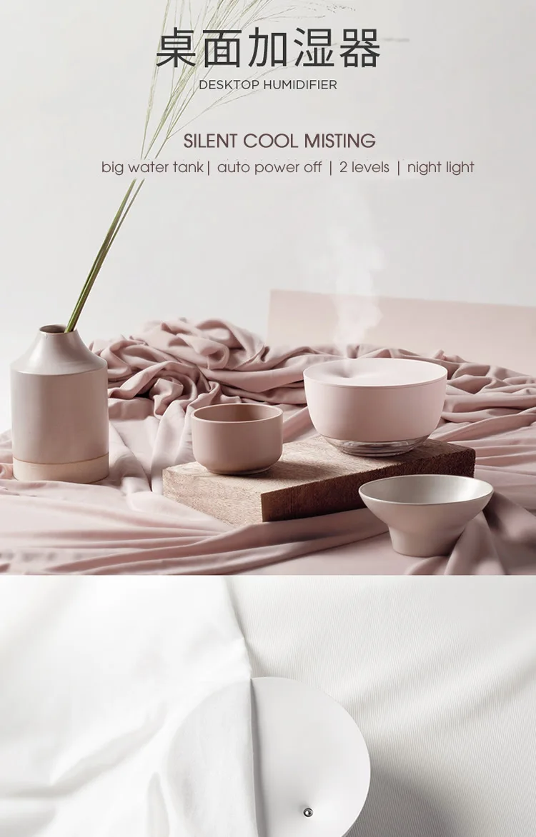 Elegant Simple Bowl Portable Usb Ultrasonic Cool Mist Night Light