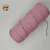 High quality handmade material 3mm colored cotton twist cords for DIY /hand knitting pure macrame cotton cord rope