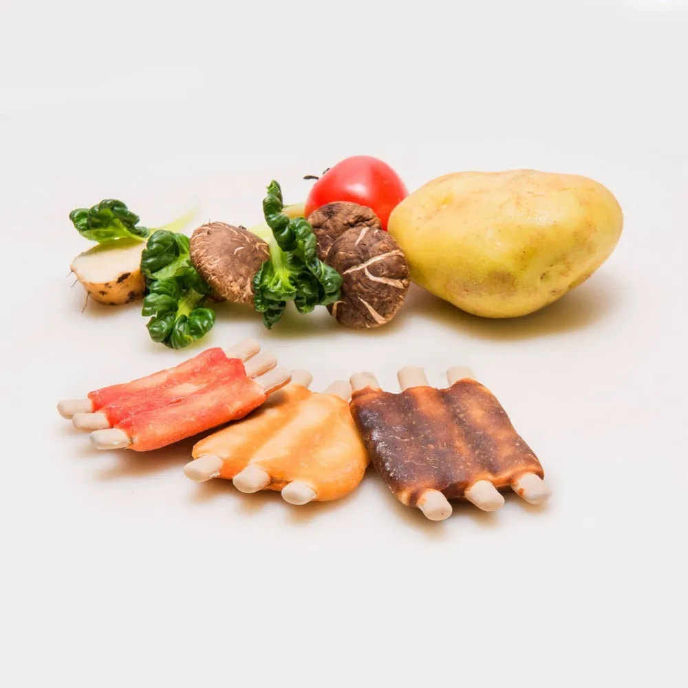 Safe Dog Dental Chew Non Rawhide 3 Rows Ribs With Chicken Dog Treats