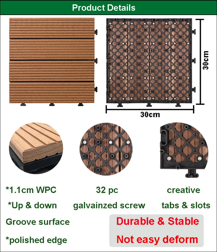 wholesale swimming pool WPC flooring tile composite decking tile