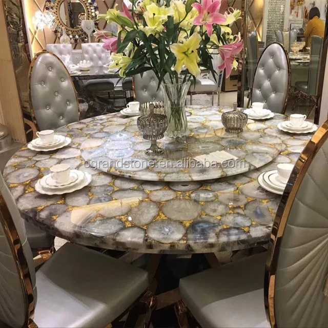 Luxury Top Quality Agate Stone Dining Table Buy Luxury Dining Table Agate Table Table Dining Product On Alibaba Com
