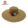 Wholesale custom floppy beach women hats summer with pompom decoration