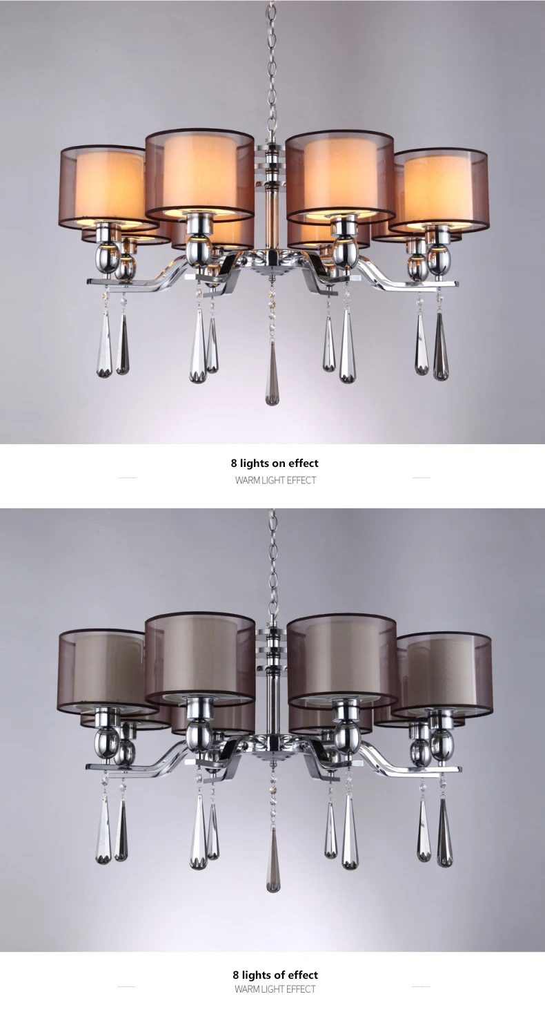 Decorate Contemporary 6 8 heads lights ceiling crystal hotel chandelier pendant for living room