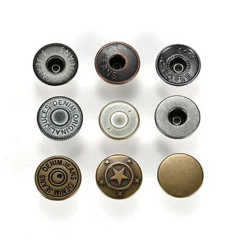 Fashion Embossed Logo Round Shank Custom Metal Rivet Denim Jeans Button